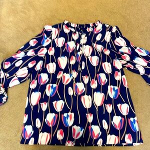 Talbots floral half button up blouse